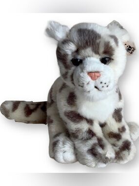 WWF Bonton Toys Snow Leopard Plush 8in Grey & White